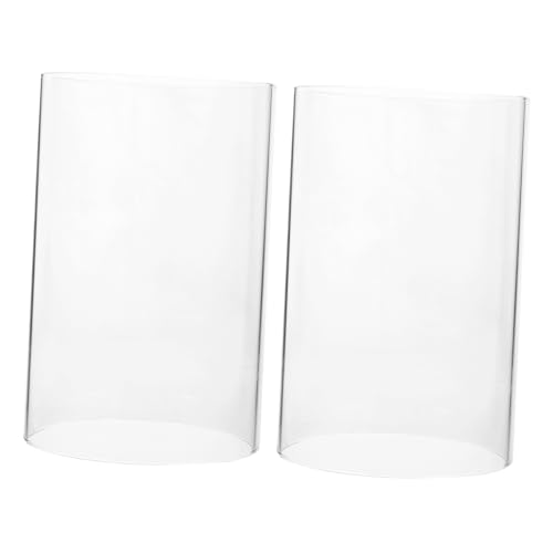 STOBAZA 2pcs Clear Glass Candle Holders Dining Room Table Decor Cylinder Candleholders Candle Tube Covers Glass Candle Cylinders Glass Lamp Chimney Candle Holders Glass Sleeve Household