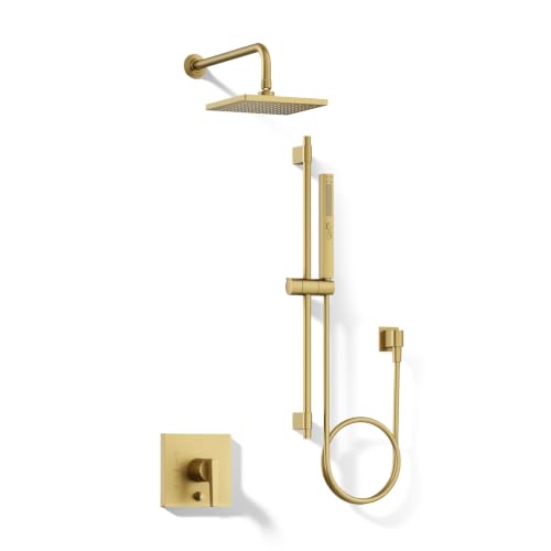 Kohler K-26273-Y-2MB Honesty Shower Kit with Showerhead Handshower and Trim 2.5 gpm Vibrant Brushed Moderne Brass