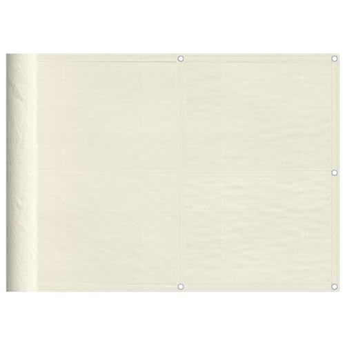 vidaXL Balkon Sichtschutz, Balkonbespannung mit Ösen Seil, Wasserfeste Balkonabdeckung, Balkonverkleidung für Balkon Terrasse, 75x1000cm Creme 100% Polyester-Oxford