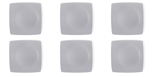 Excelsa Eclipse Lot de 6 assiettes plates carrées, céramique, gris mat