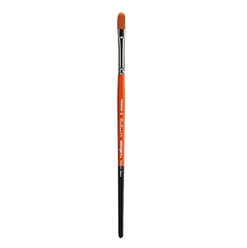 KINGART Premium Radiant 6500-8 Filbert Series Artist Brush, Synthetic Taklon Hair, Short Handle, Acrylic, Oil and Watercolor Painting, Size 8