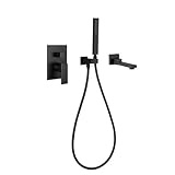 XJTNLB Grifo Bañera y Ducha Negro Mezclador Ducha Empotrado Plegable 180° Grifos Duchas de Baño Monomando