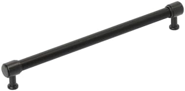 Signature Hardware 954063-O-10116 Lazzara 10-1/16 Inch Center to Center Black Leather Bar Cabinet Pull - Matte Black
