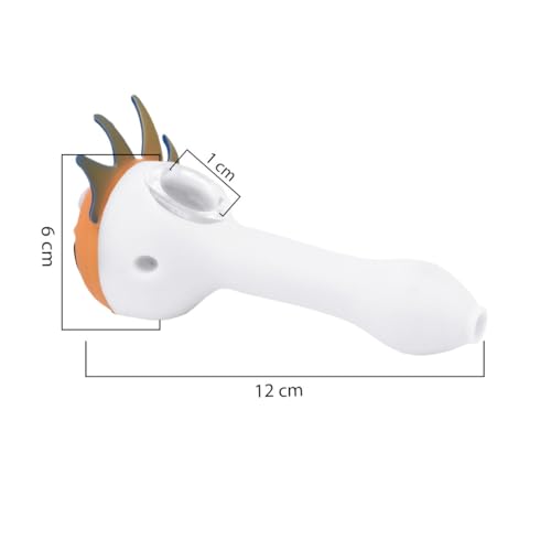 Image of Kookee Silicone Smoking Pipe, Unbreakable Tobacco Pipes with Glass Bowl, Head Design, White