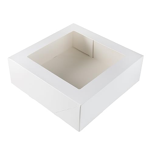 BrandNewCake® Scatola per Torte con Finestra - 26x26x9 cm - Confezione da 50 - Bianca - Scatola di Cartone per Dolci