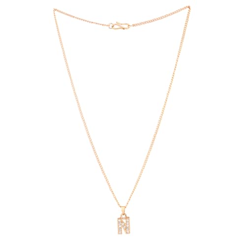 Rose Plated Small Letter Pendant with Crystals