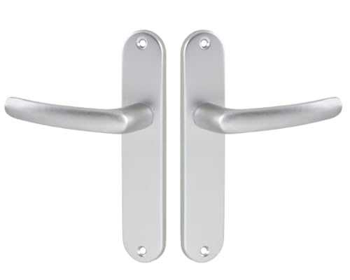 Vachette Set de Poignée de Porte sur Petite Plaque - Version Bec de Cane Porte Cuisine/Salon, Entraxe 165 mm - Système de Pose Facile - en Aluminium Résistant -...