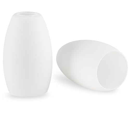 Image of Kira Home Coast 7 inch Pendant Light Glass Shade Replacement w /Frosted Oval Design (Set of 2), Chandelier Glass Upgrade, 7.5 inch x 4.5 inch, Fits Threaded Medium Base Sockets