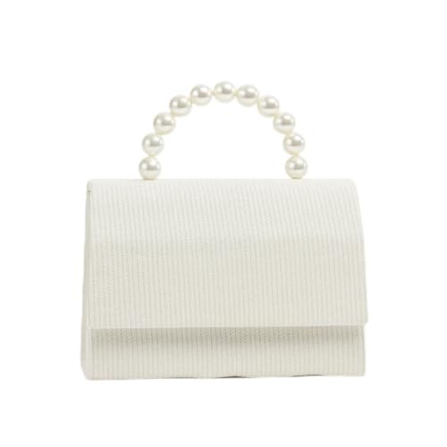 Bolsa Infantil Elegante com Alça de Pérolas, Luxo e Brilho para Princesas, Acessório Fashion (Branco)