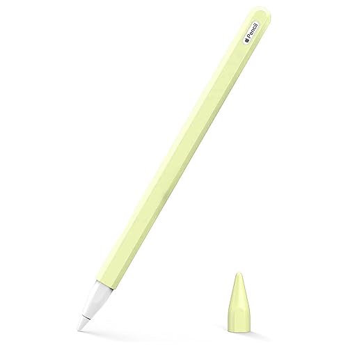 Apple Pencil (2. nesil) Kılıf Mat Silikon V2 Açık Sarı