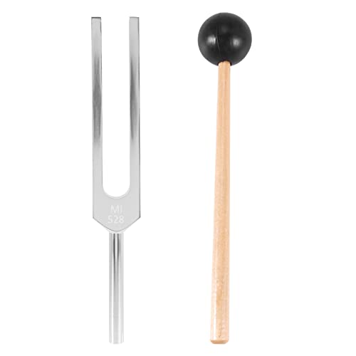 Srutueo Aluminum alloy + wood Tuning Fork Chakra Hammer Ball Diagnostic 528HZ With Mallet Set Nervous System Testing Tuning Fork Health Care, 178584
