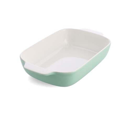 KitchenAid Stoneware Plat à Four Rectangulaire Antiadhésif en Céramique avec Couvercle en Bambou, 32 cm/3,8L, sans PFAS, Gain de Place, Va au four jusqu'à 260°C, Va au Lave-Vaisselle, Pistache
