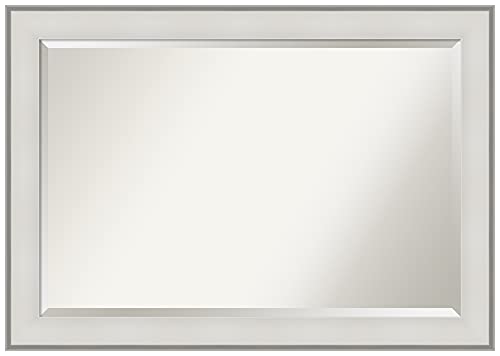 Image of Amanti Art Framed Vanity Mirror | Bathroom Mirrors for Wall | Imperial White Mirror | Wall Mounted Mirror | Large Mirror | 28.88 x 40.88 in.