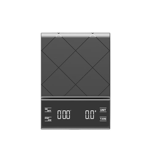 高精度ジュエリー、 3kg/0.1g デジタルキッチン重量グラム電子天秤高精度コーヒースケールポータブルタイマー付き食品エスプレッソ 正確な目盛(BLACK_3KG 0.1G)