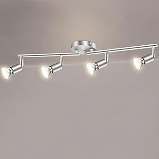 HURYEE Kitchen Lights,4 Way Adjustable Modern Ceiling Spotlights,Rotatable Led Ceiling Lights for Bedroom,Kitchen and Living Room (Brush Nickel)