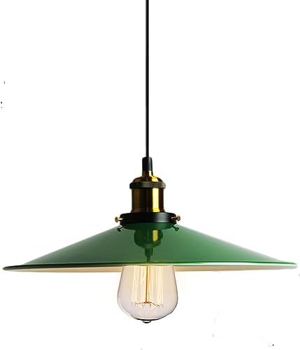 Lustre de ferme rustique en V en métal vert de haute qualité 14"