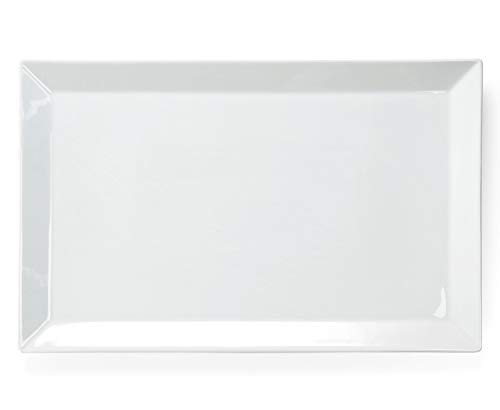 Erya Whiteware 18.5 Inch Porcelain Large Rectangular Platter, Serving Trays for Party, Entertaining, Stackable, Set of 2, White Erya Whiteware 18.5 Inch Porcelain Large Rectangular Platter, Serving Trays for Party, Entertaining, Stackable, Set of 2, White