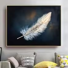 Toile plume blanche abstraite pour créer une ambiance zen au salon