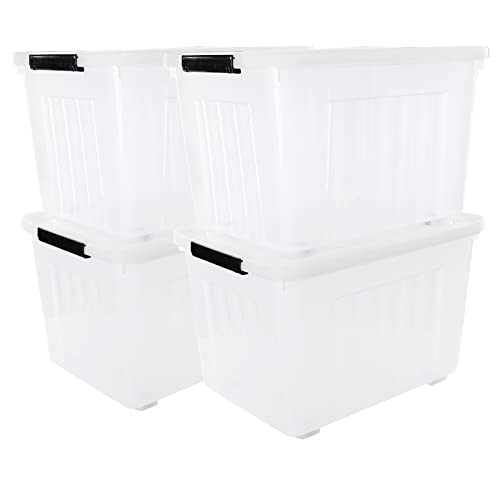 Cand 4 Packs 50 QT Storage Bins with Lids, Clear Large Plastic Storage Container Box