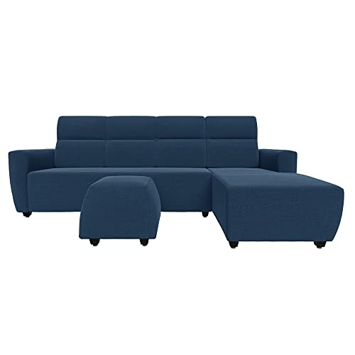 Image of Wakefit Sofa Set | 3 Year Warranty | Sofa 3 Seater, 3 Seater Sofa for Living Room, Wooden Sofa Set, 3 Seater + Right Aligned, Sofa for Living Room - Belize(Malphino : Cobalt Blue)