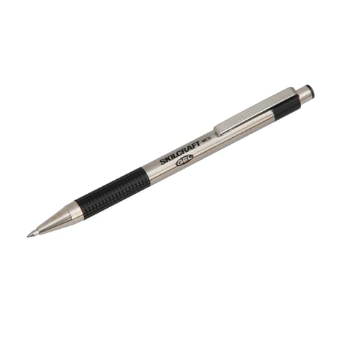 Bolígrafo retráctil gel negra AbilityOne acero inoxidable 2 u