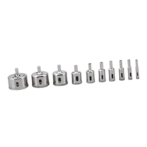LIFKICH Alloy Drill Bits Glass and Tile Hole Saw Set 10pc Diamond Drill Bits 8mm-50mm for Processing