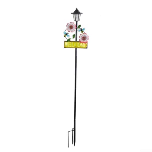 Lampe solaire de jardin rustique étanche décoration extérieur en fer pour pelouse et cour 166cm