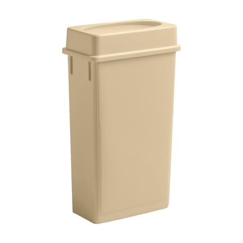 Image of 23 Gallon Slim Rectangular Garbage Can with Lid - Beige