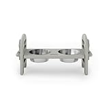 Zefvkip Dark Gray Adjustable Pet Bowl Travel Ready HDPE Durable Poly Lumber Recycled