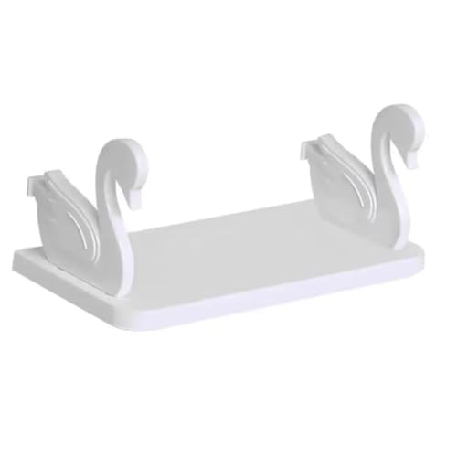Image of Self Adhesive Floating Shelves Swan-Shaped Wall-Mounted Storage Rack Hanging Shelf with No-Drill Adhesive for Bathroom Vanity and Kitchen Organization,Toiletry Holder Entryway Stand Holder