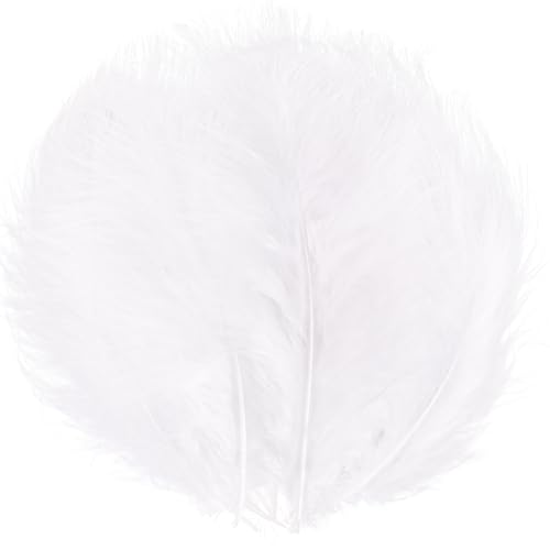 Fluffy Turkey Marabou Feathers 100pcs for Craft Dream Catcher Decoration - 4-7Inches Natural Feathers (White)