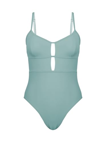 Image of CUPSHE Women's Scoop Neck One Piece Cutout Monokini Swimsuit | Back Self Tie,Soft Removable Cups,Adjustable Straps ,Flattering Bathing Suit For Vacation And Beach