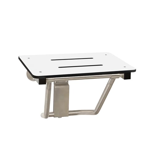 Seachrome Lift-Assist Shower Seat, Yoke-Style Bench, Wall Mount, 22" x 15", Solid White Phenolic by Seachrome - Used condition - US$46.37