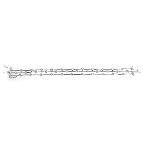 Jewel Zone Us Platinum Clad Sterling Silver 3-Strand 3.80 Carat Cubic Zirconia 7-1/4" Bracelet #TOP2