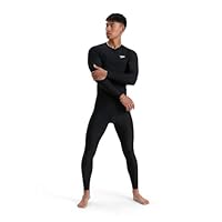 Speedo Men's Long Sleeve Rash Top, Black/White, Large