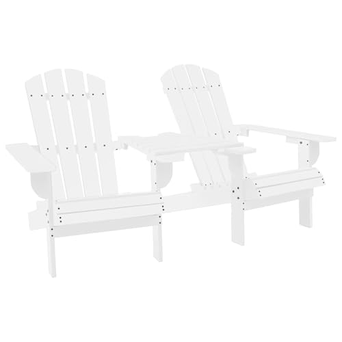 Gecheer Garden Adirondack Chairs with Tea Table Solid Fir Wood White coffee table Model310067