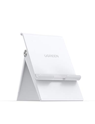 UGREEN Phone Stand Holder Desk Cell Phone Dock Compatible for iPhone 11 Pro Max SE XS XR 8 Plus 6 7 5, Samsung Galaxy Note20 S20 S10 S9 S8 Note 10 9 S7 S6, Adjustable Foldable (White)