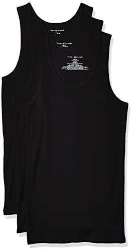 Tommy Hilfiger Men's Undershirts Multipack Cotton Classics A-Shirts, Black (3 Pack), XX-Large