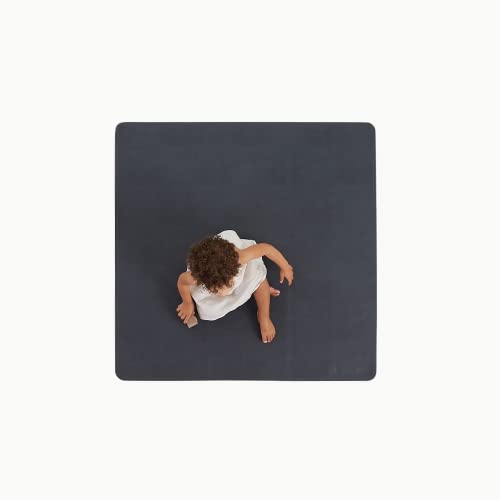 Image of Gathre Baby Splat Mat for Under High Chair, Wipeable & Water Resistant Leather, Foldable, Anti-Slip, Protective Floor Mat for Mealtime Playtime Messes - Raven