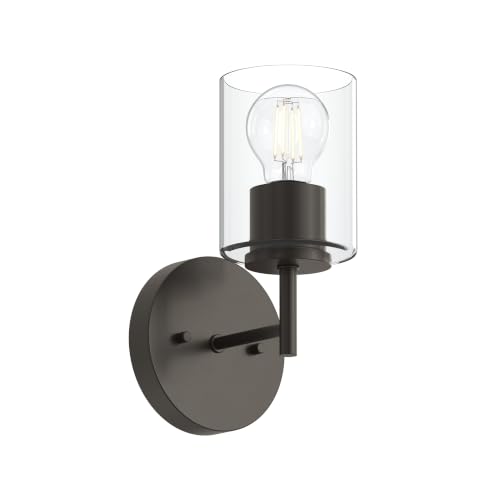 Image of Progress Lighting Replay 5.125 Inch 1-Light Vanity Light, Transitional, Antique Bronze with Clear Glass Shade, (9.75 inch H x 5.125 inch W x 5.875 inch D), P300581-020