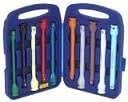 10 Piece 1/2 inch Torque Limiting Extension Bar Set with Carrying Case, Color Coded and Engraved with ft. lb. settings