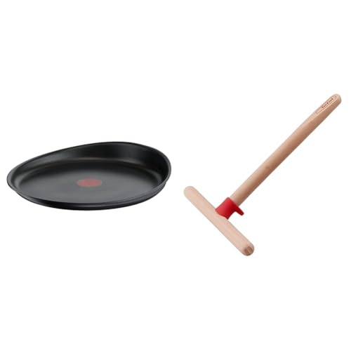 Tefal Ingenio Eco Resist Poêle à crêpe 27 cm, Empilable, Fonte d'aluminium, Revêtement antiadhésif, Induction L8581004, Noir & K2306014 - Ingenio Bois - Répartiteur à Crêpes, 2,1 x 22,8 x 15 cm