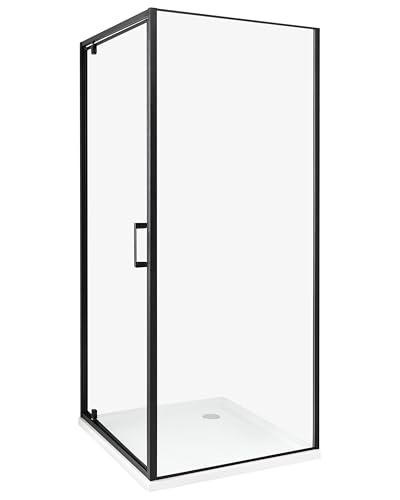 Cabina de ducha cuadrada de vidrio templado una puerta negro 80 x 80 x 185 cm Darli