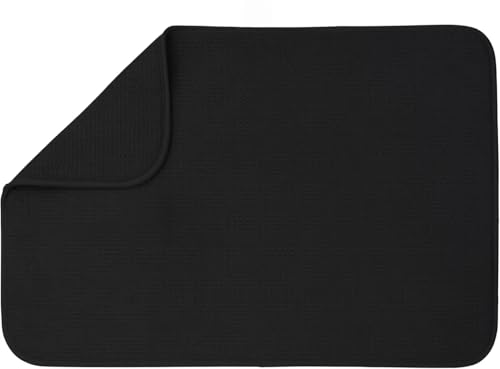 BW&HM Abtropfmatte Schwarz XL 60 x 45 CM Mikrofaser Abtropfmatte Geschirr Spüle Faltbar Saugstark Schnelltrocknende – Ansicht 1