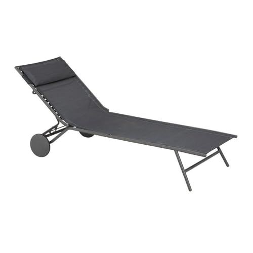 Lafuma MOBILIER - Bain De Soleil - Transat Piscine et Jardin - Chaise Longue - Miami II - Batyline® Duo - Gris Obsidian - Fabriqué en France - LFM5171_9718 - Garantie...