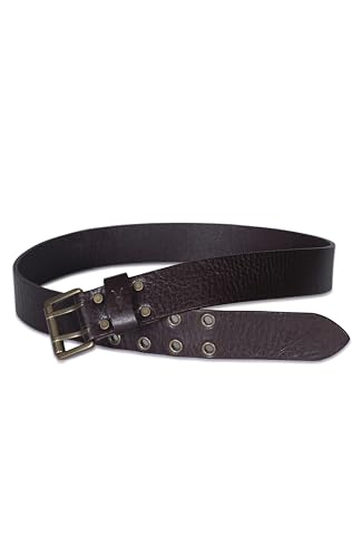 Men's 1.5 Inch Distressed Leather Eyelet Belt, Metal Buckle, Adjustable Sizing4