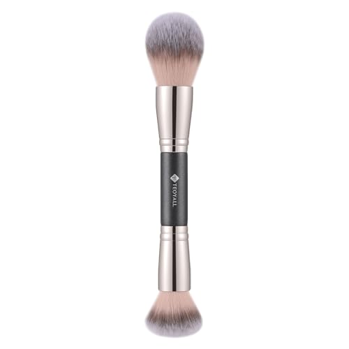 TEOYALL Dual-Ended Foundation Under Eye Concealer Brush, Curved Angled Contour Synthetic Bristles for Liquid Cream Powder