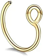 Generic20g Gold and Silver Fake Nose Ring - No Piercing Needed - Handmade Clip-On Faux Hoop