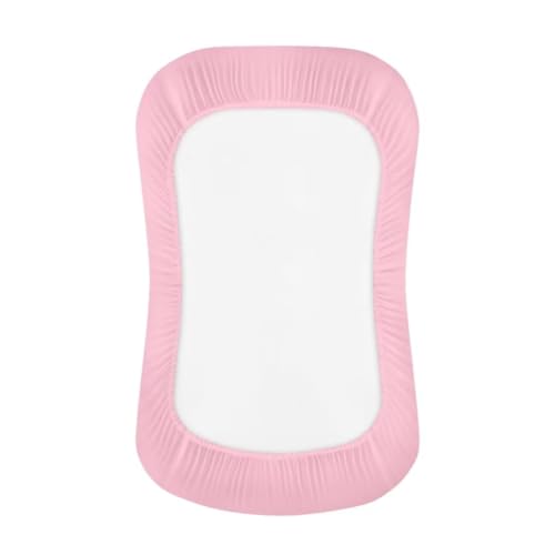 Image of ZOUTAIRONG Cute Axolotl Bassinet Sheet Set Snug Fitted Cradle Fitted Sheets Stretchy Ultra Soft for Oval Rectangle Hourglass Bassinet Mattress Unisex Boy Girl Pink
