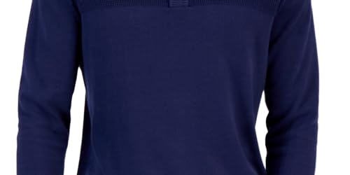 Club Room Mens Cotton Henley Pullover Sweater Navy S3